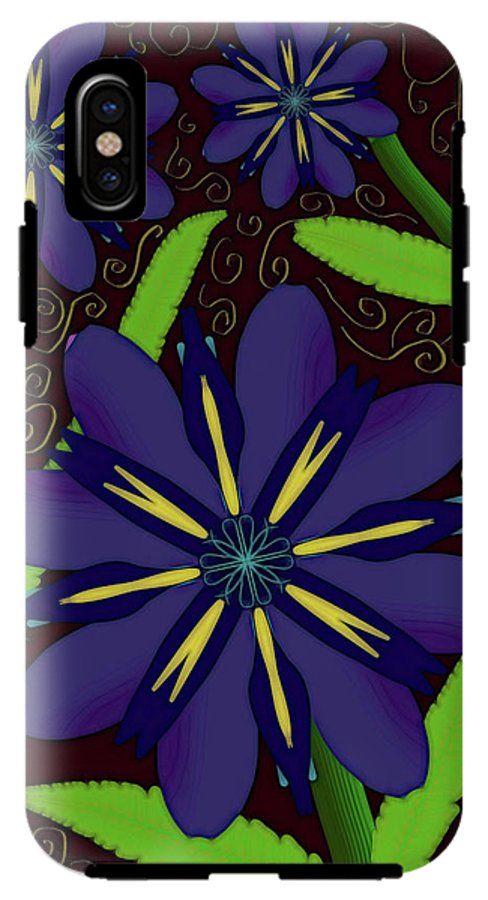 Purple Flowers Yellow Swirls - Phone Case