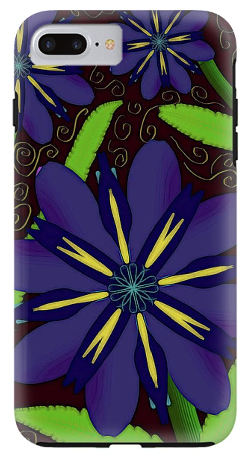 Purple Flowers Yellow Swirls - Phone Case
