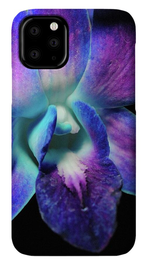 Purple Orchid Close up on Black - Phone Case