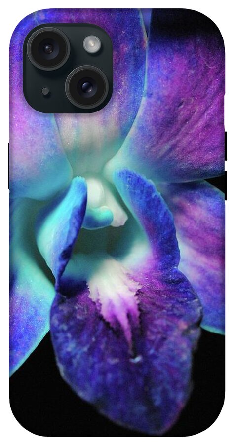 Purple Orchid Close up on Black - Phone Case