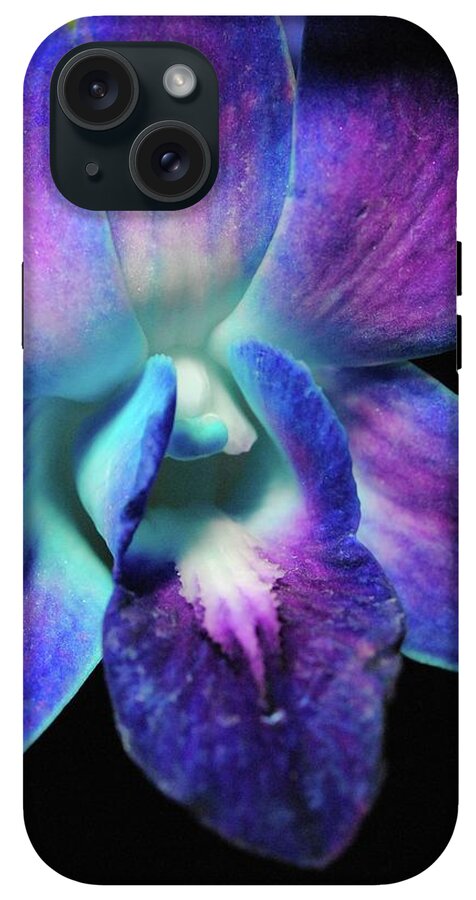 Purple Orchid Close up on Black - Phone Case