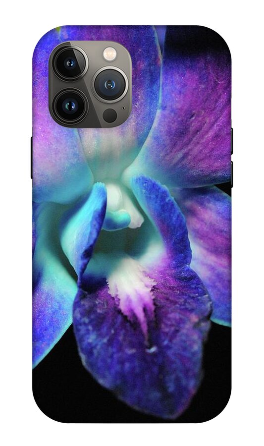 Purple Orchid Close up on Black - Phone Case