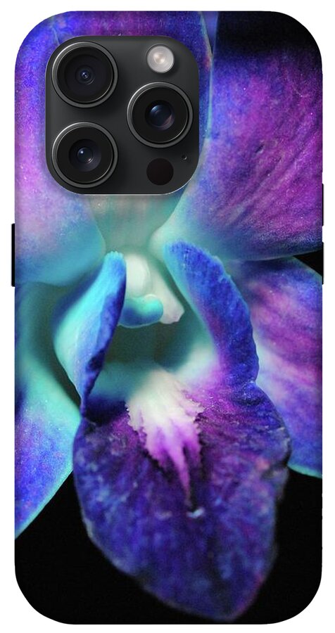 Purple Orchid Close up on Black - Phone Case