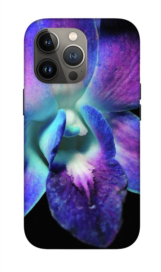 Purple Orchid Close up on Black - Phone Case