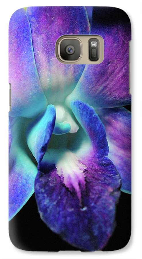 Purple Orchid Close up on Black - Phone Case