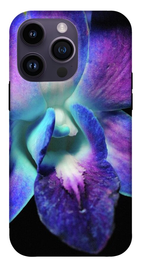 Purple Orchid Close up on Black - Phone Case