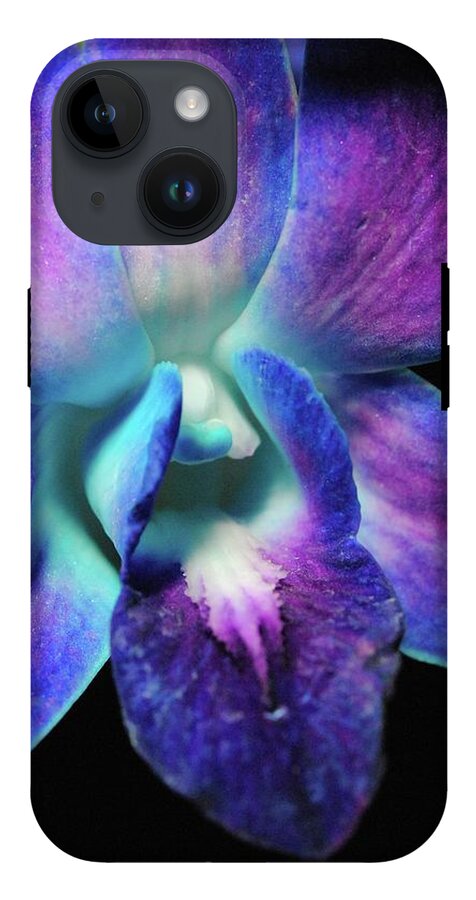 Purple Orchid Close up on Black - Phone Case