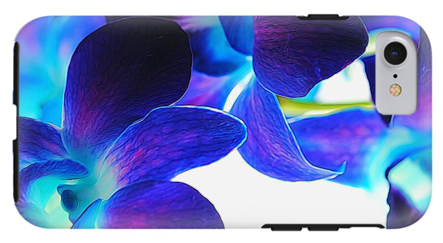Purple Orchids On White Close Up - Phone Case