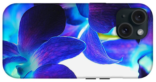 Purple Orchids On White Close Up - Phone Case