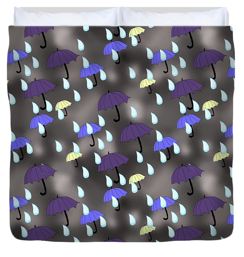 Rain and Umbrellas - Duvet Cover