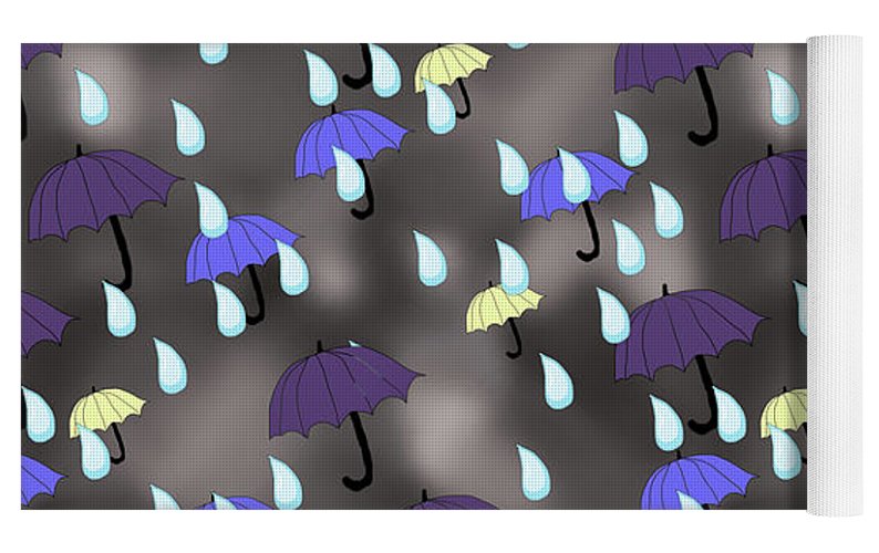 Rain and Umbrellas - Yoga Mat