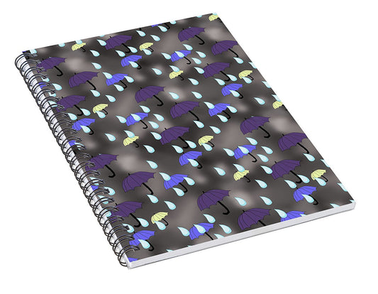 Rain and Umbrellas - Spiral Notebook