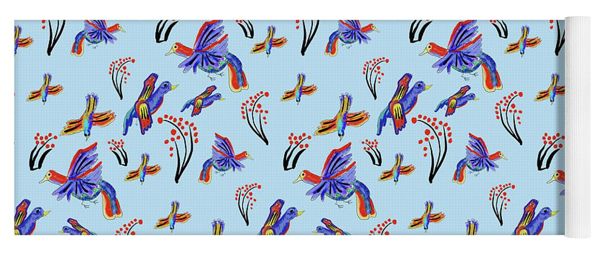 Rainbow Birds Pattern - Yoga Mat
