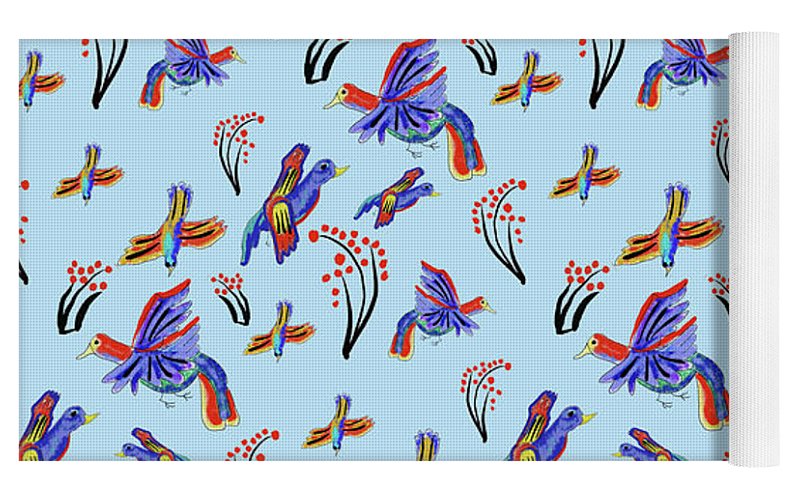 Rainbow Birds Pattern - Yoga Mat