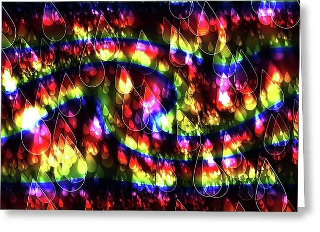 Rainbow Bokeh Raindrops - Greeting Card