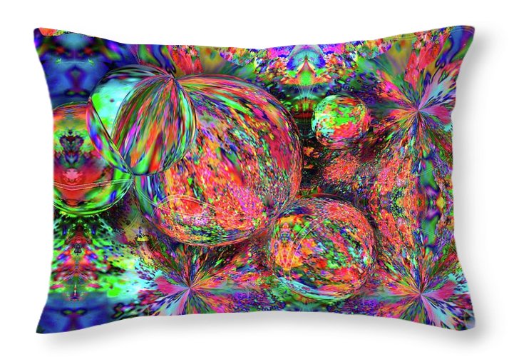 Rainbow Fractal Bubbles - Throw Pillow