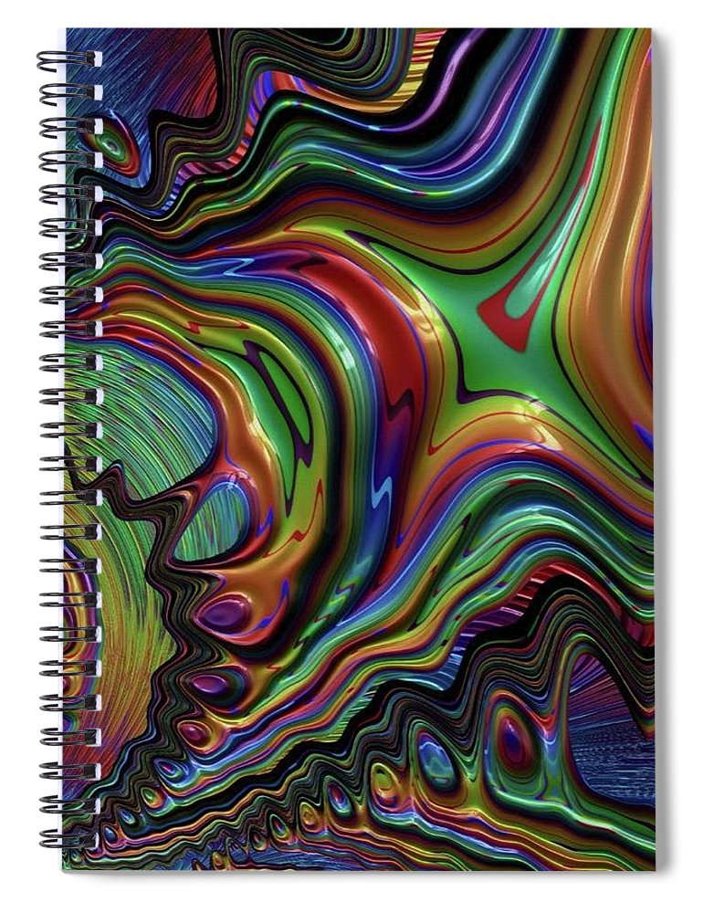 Rainbow Liquid Fractal - Spiral Notebook