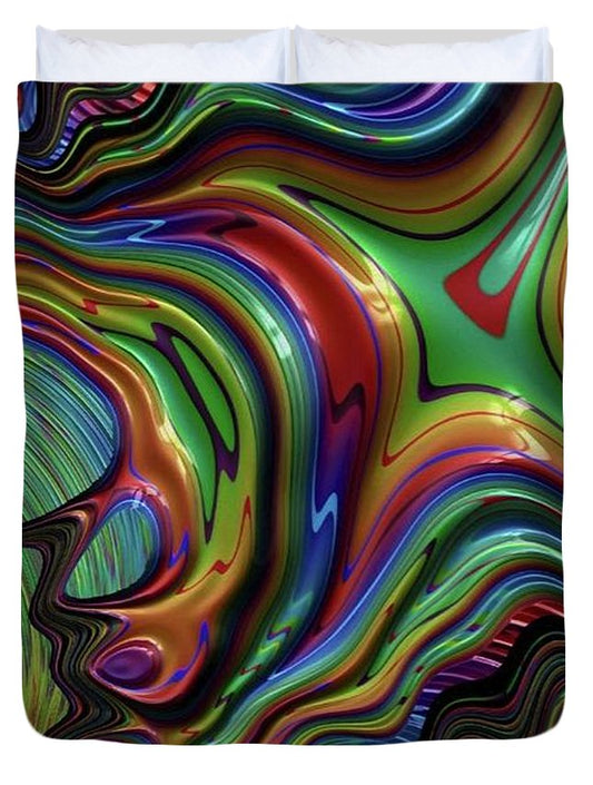 Rainbow Liquid Fractal - Duvet Cover