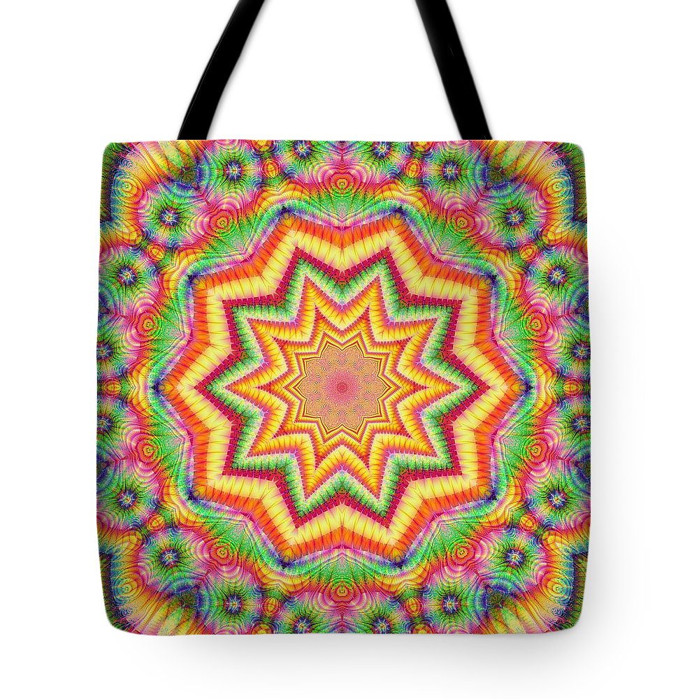 Rainbow Star Fractal Kaleidoscope - Tote Bag