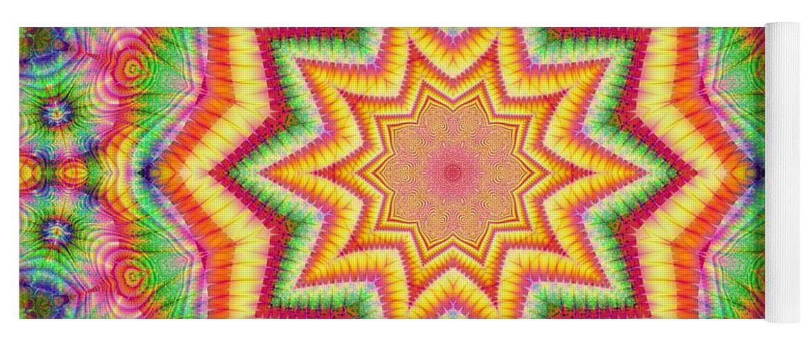Rainbow Star Fractal Kaleidoscope - Yoga Mat