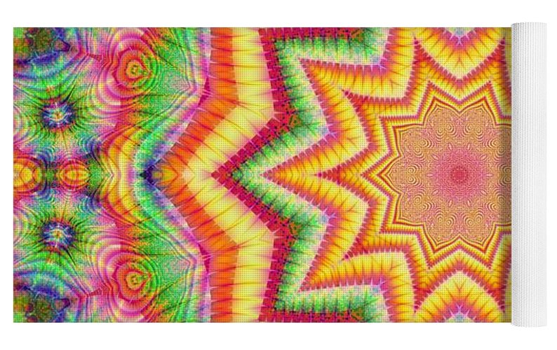 Rainbow Star Fractal Kaleidoscope - Yoga Mat