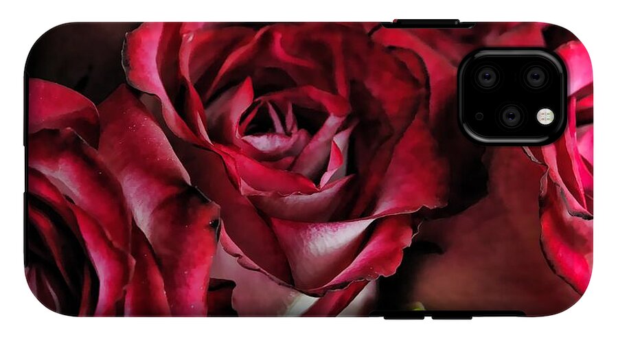 Red and White Rose Bouquet - Phone Case