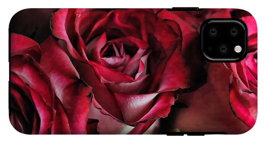 Red and White Rose Bouquet - Phone Case