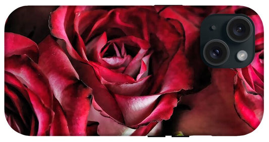 Red and White Rose Bouquet - Phone Case