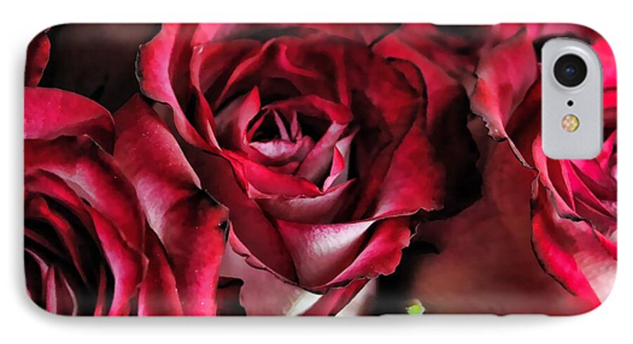 Red and White Rose Bouquet - Phone Case