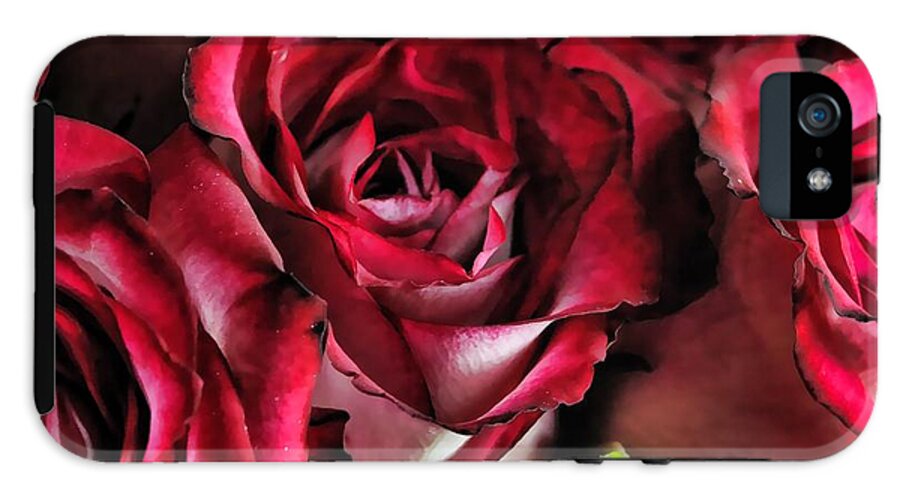 Red and White Rose Bouquet - Phone Case