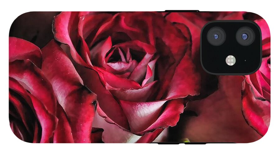 Red and White Rose Bouquet - Phone Case