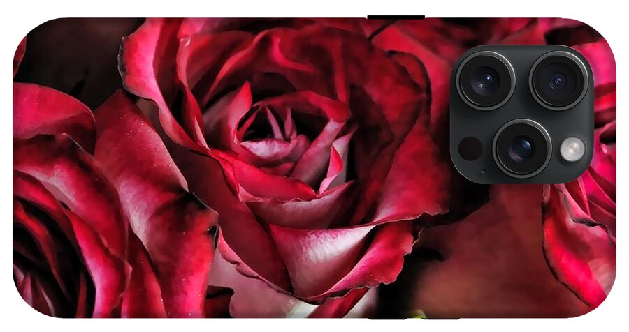 Red and White Rose Bouquet - Phone Case