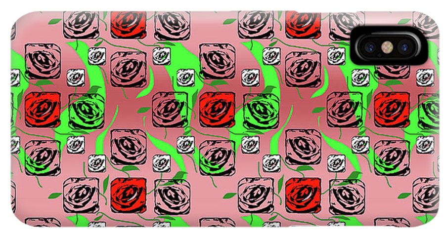 Red and White Roses Pattern On Pink - Phone Case