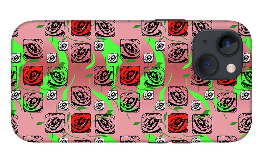 Red and White Roses Pattern On Pink - Phone Case