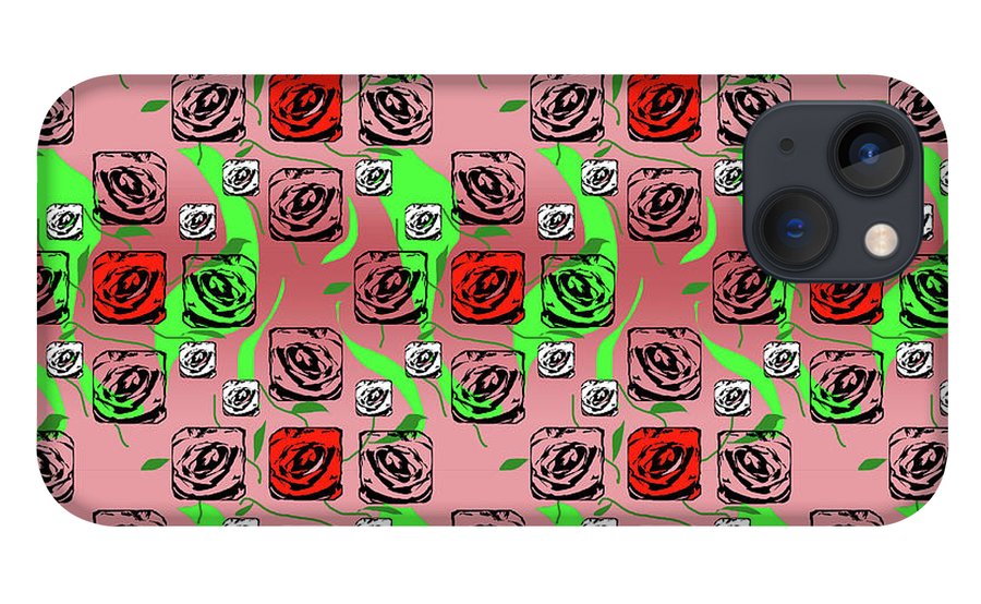 Red and White Roses Pattern On Pink - Phone Case
