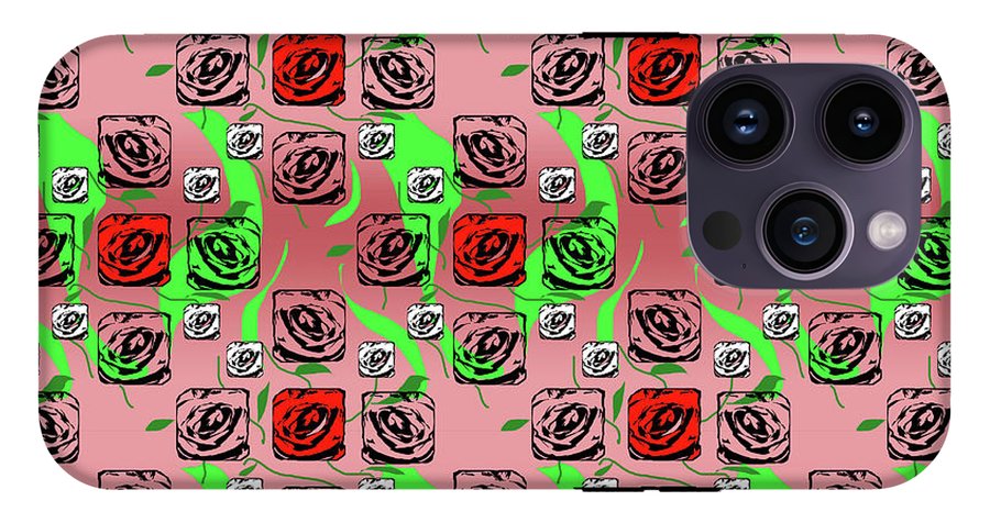 Red and White Roses Pattern On Pink - Phone Case