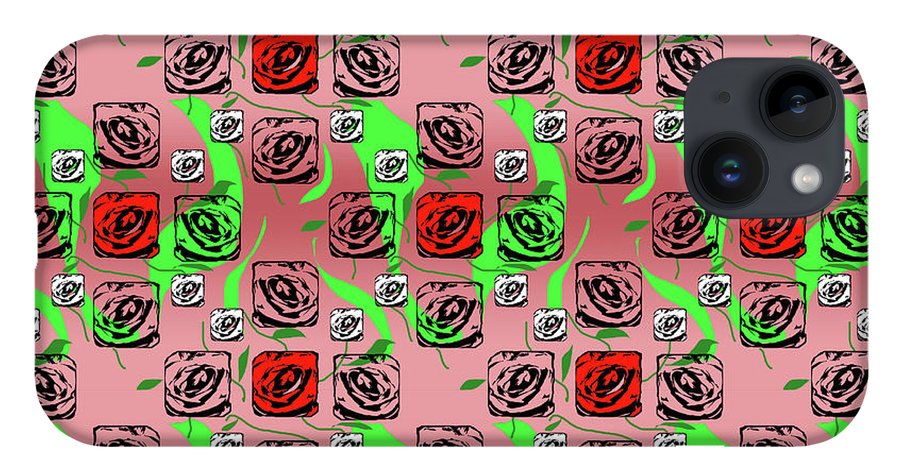 Red and White Roses Pattern On Pink - Phone Case