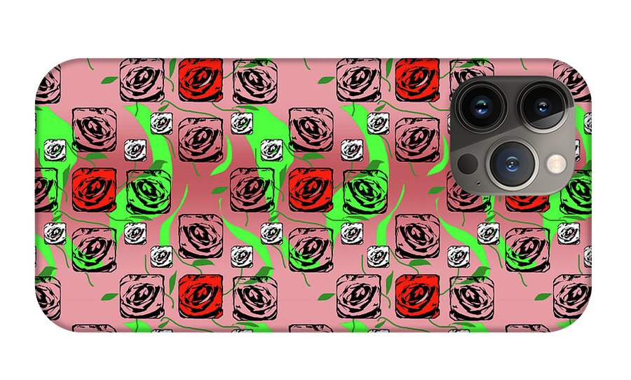 Red and White Roses Pattern On Pink - Phone Case