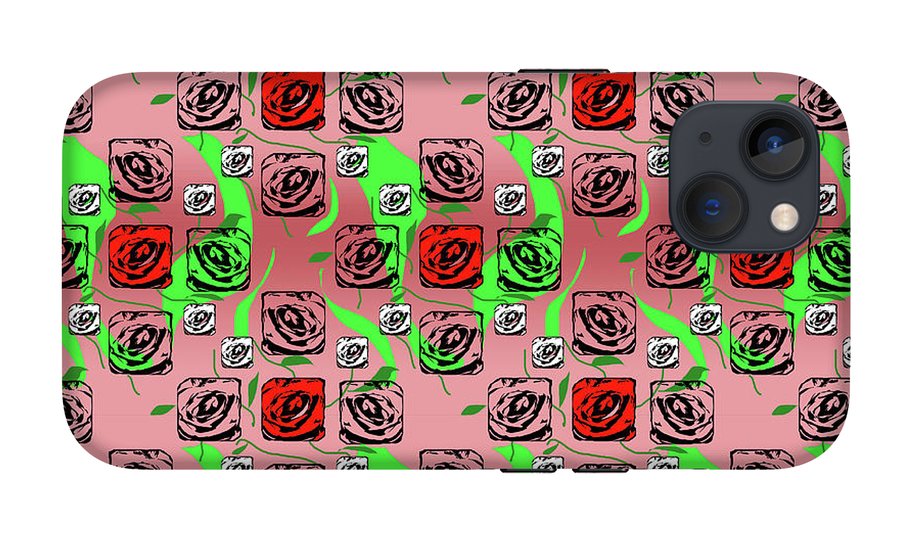 Red and White Roses Pattern On Pink - Phone Case