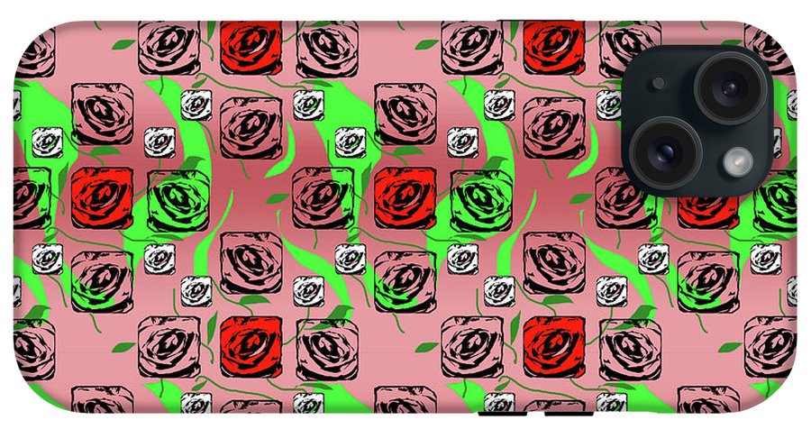 Red and White Roses Pattern On Pink - Phone Case