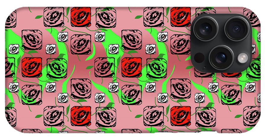 Red and White Roses Pattern On Pink - Phone Case