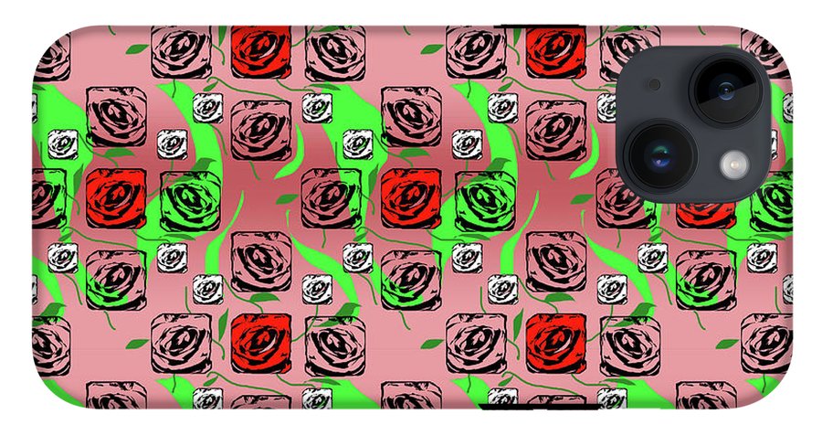 Red and White Roses Pattern On Pink - Phone Case