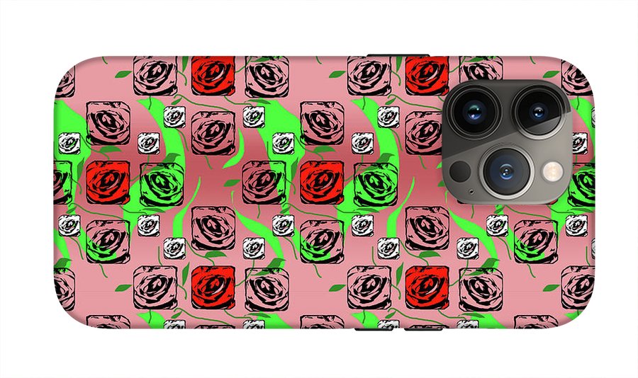 Red and White Roses Pattern On Pink - Phone Case