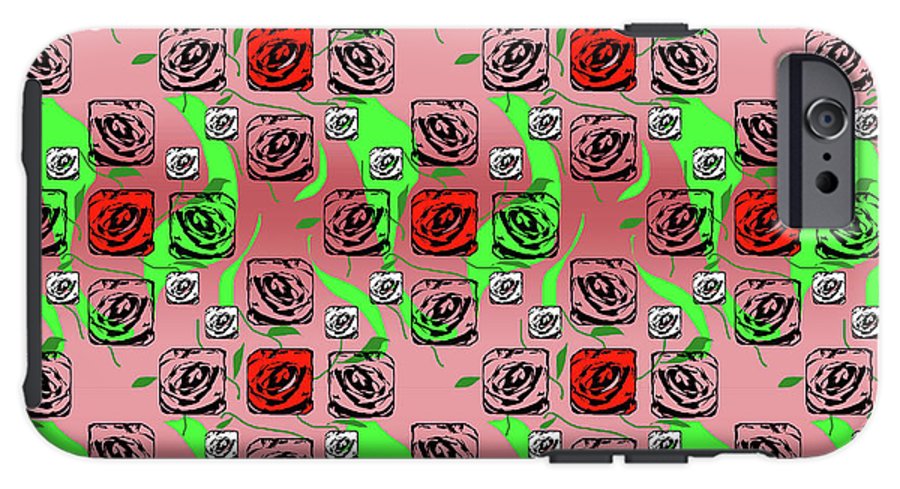Red and White Roses Pattern On Pink - Phone Case