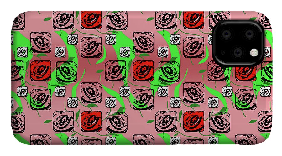 Red and White Roses Pattern On Pink - Phone Case