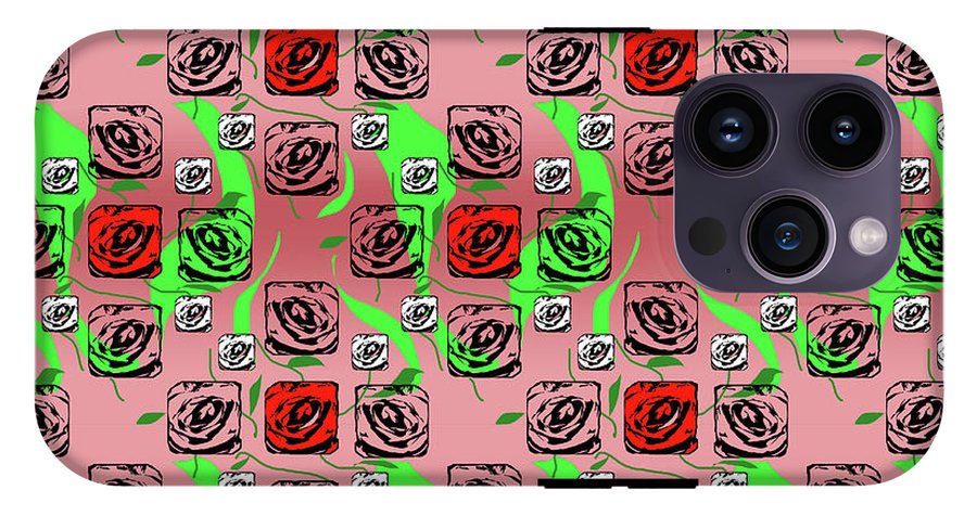 Red and White Roses Pattern On Pink - Phone Case
