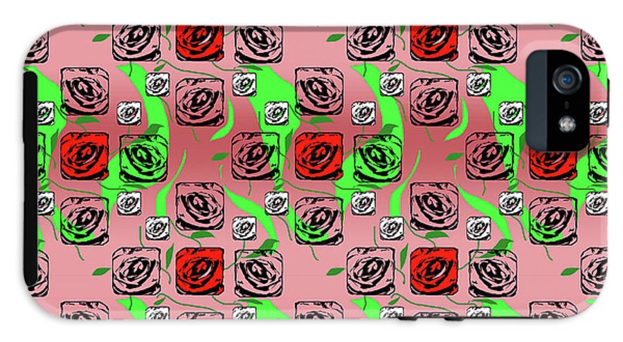 Red and White Roses Pattern On Pink - Phone Case