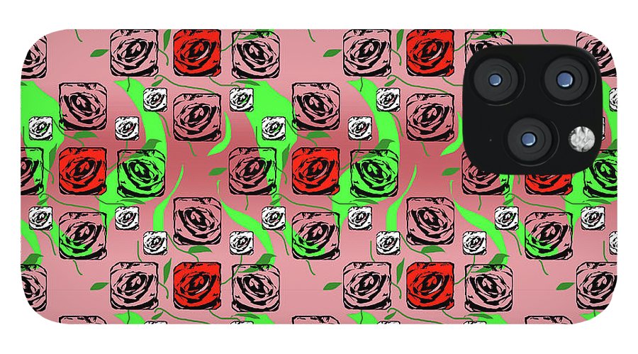Red and White Roses Pattern On Pink - Phone Case