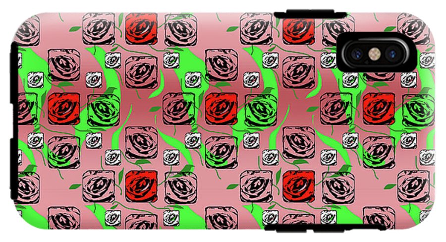 Red and White Roses Pattern On Pink - Phone Case