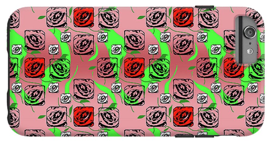 Red and White Roses Pattern On Pink - Phone Case